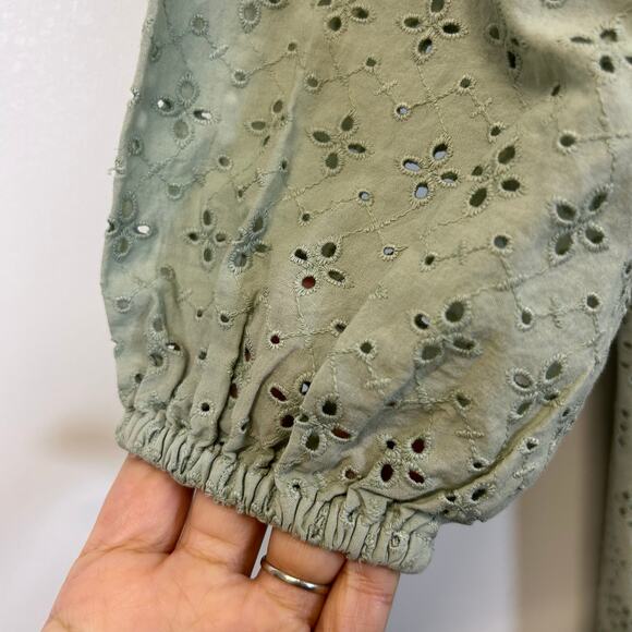 Faherty Valencia Embroidered Eyelet Organic Cotton Minidress NWOT light green XS - Picture 6 of 11